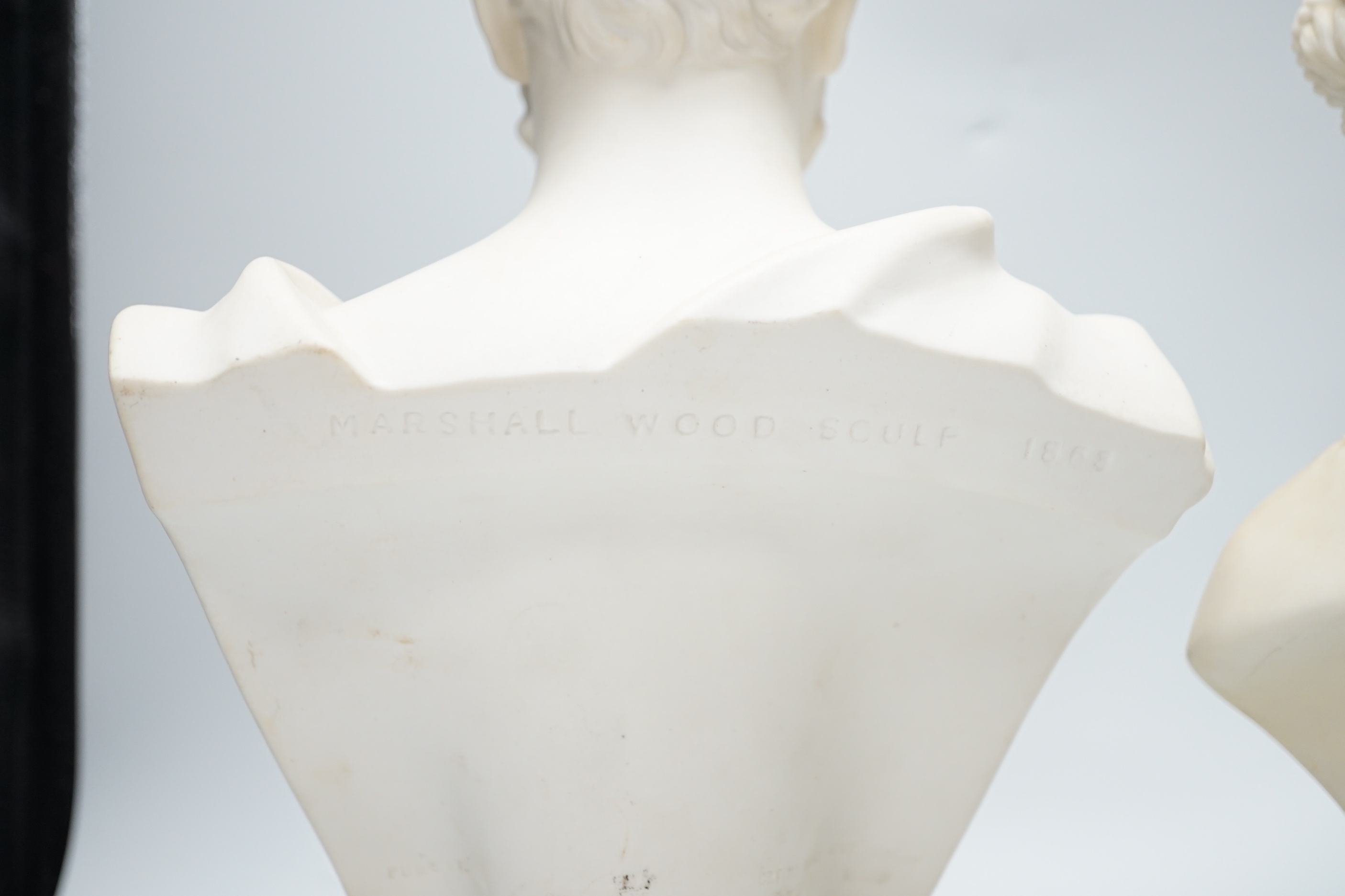 Two Copeland Parian busts, Prince of Wales and Princess Alexandra, Crystal Palace Art Union 1863, one a copy of a Marshall Wood sculpture, highest 31.5cm